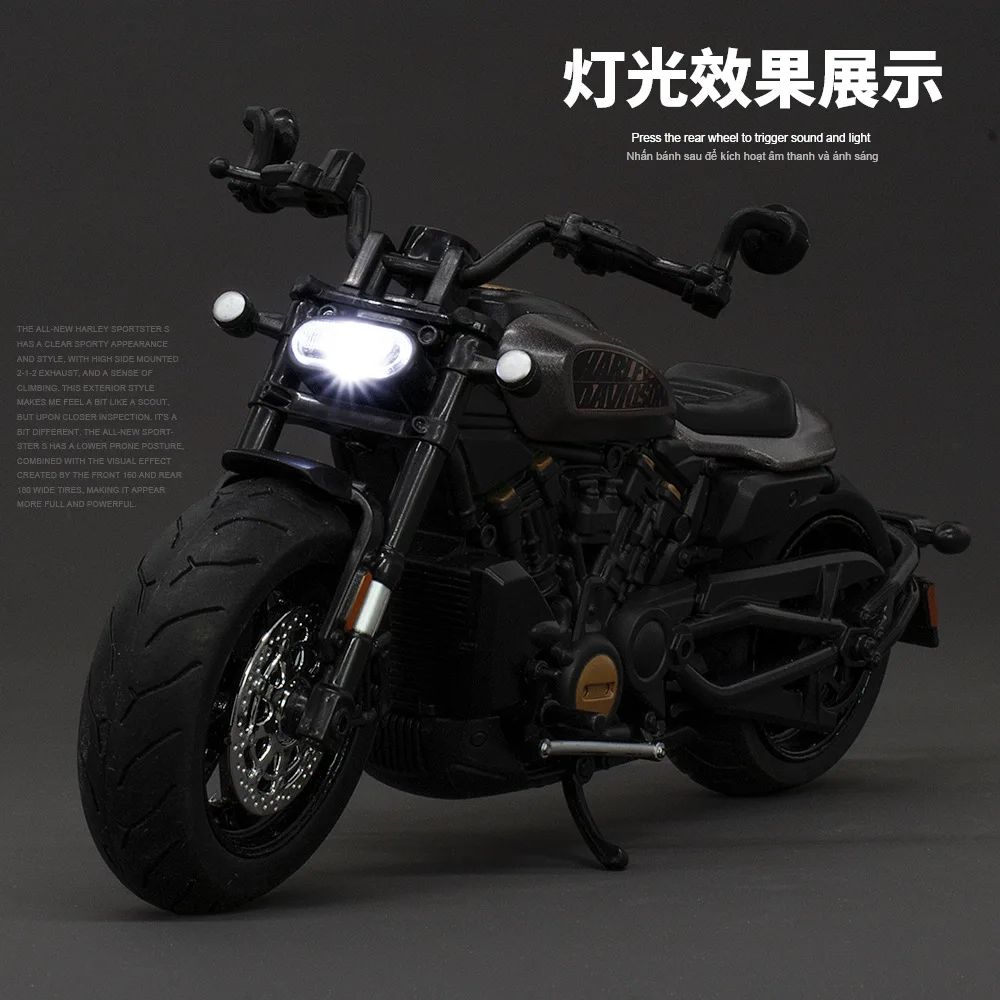 1:12 Harley SPORTSTER S Motorcycle High Simulation Diecast Metal Alloy Model car Sound Light Collection Kids Toy Gifts M41
