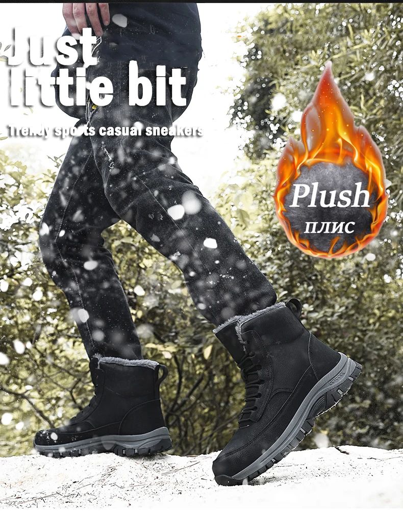 NeW Men Winter Snow Boots For Waterproof Leather Sneakers Super Warm Men's Boots Outdoor Male Hiking Boots Work Shoes Size 39-48