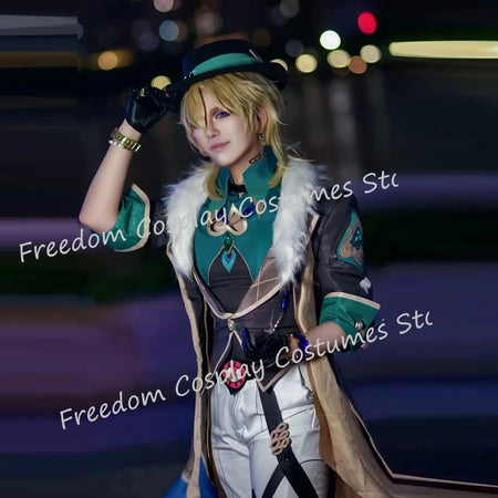 Aventurine Cosplay Costume Wig for Game Honkai: Star Rail Costume Handsome Fashion Combat Role Play Carnival Outfits with Hat