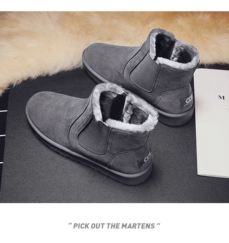 2025 New Men Boots Winter Warm Plush High Tops Leather Casual Shoes Outdoor Fashion Snow Boots