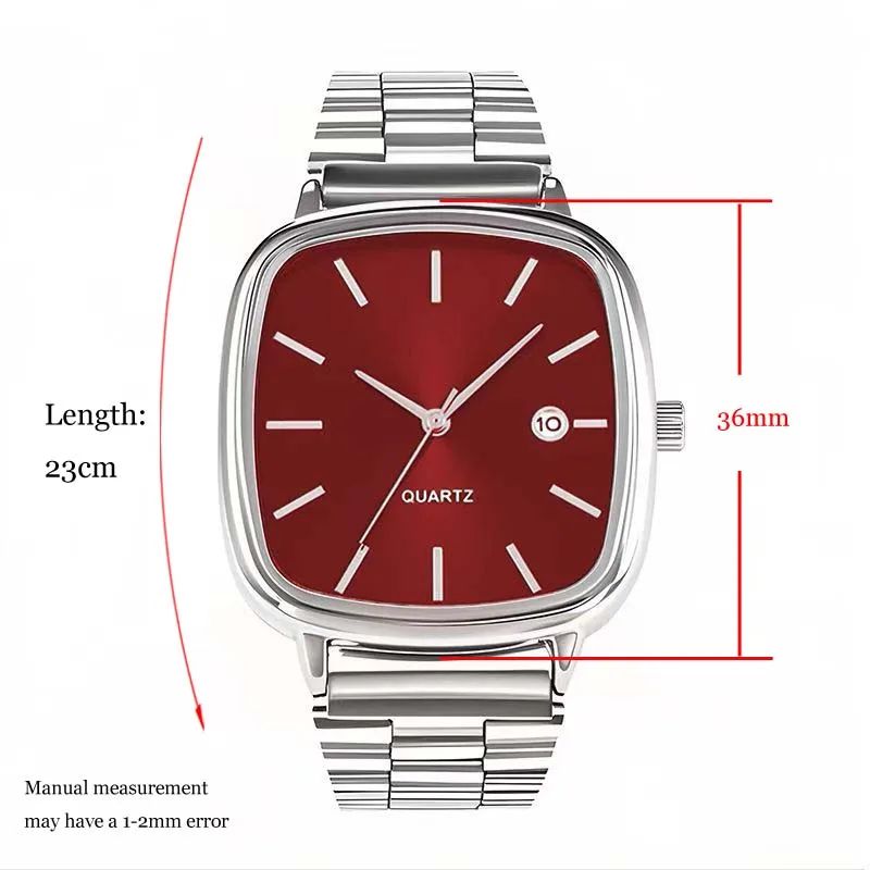 Luxury Square Quartz Watch for Men Casual Student Fashion Simple Design Versatile Stylish Calendar Watches Male Female