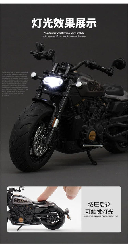 1:12 Harley SPORTSTER S Motorcycle High Simulation Diecast Metal Alloy Model car Sound Light Collection Kids Toy Gifts M41