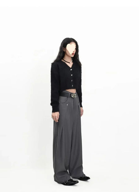 American Style High Waist Draped Suit Pants Women's Spring Autumn Loose Trendy Versatile Wide Leg Casual Floor Length Straight L