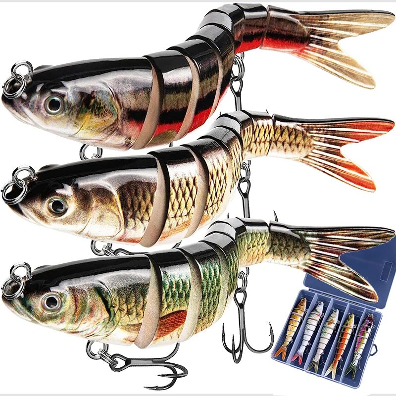 Multi Jointed Fishing Lure Slow Sinking Bionic Segmented Bait 10cm/12.4g Wobble Tackle for Freshwater Saltwater Pesca 5/3/1Pcs