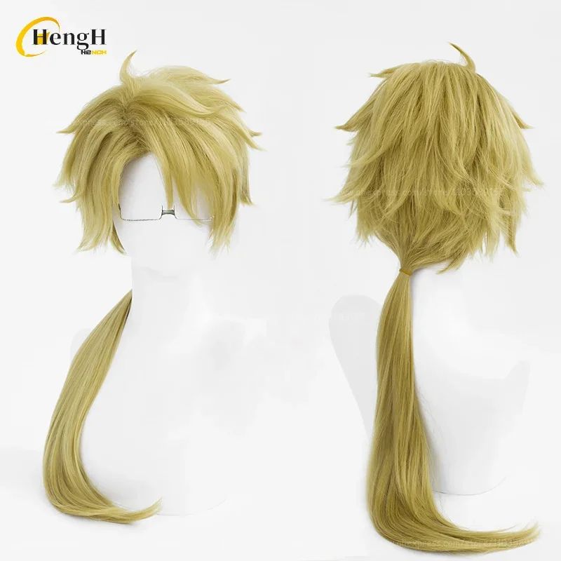 In Stock Synthetic Anime Kunikida Doppo Cosplay Wig Long 70cm Green Ponytail Wig And Glasses Heat Resistant Hair Halloween Wigs