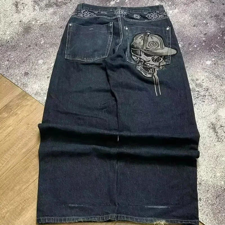 Streetwear New Fashion Oversized Embroidered Baggy Jeans Female Y2K Harajuku Hiphop Retro Gothic High Waist Wide-leg Pants Pants