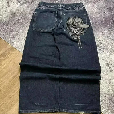 Streetwear New Fashion Oversized Embroidered Baggy Jeans Female Y2K Harajuku Hiphop Retro Gothic High Waist Wide-leg Pants Pants