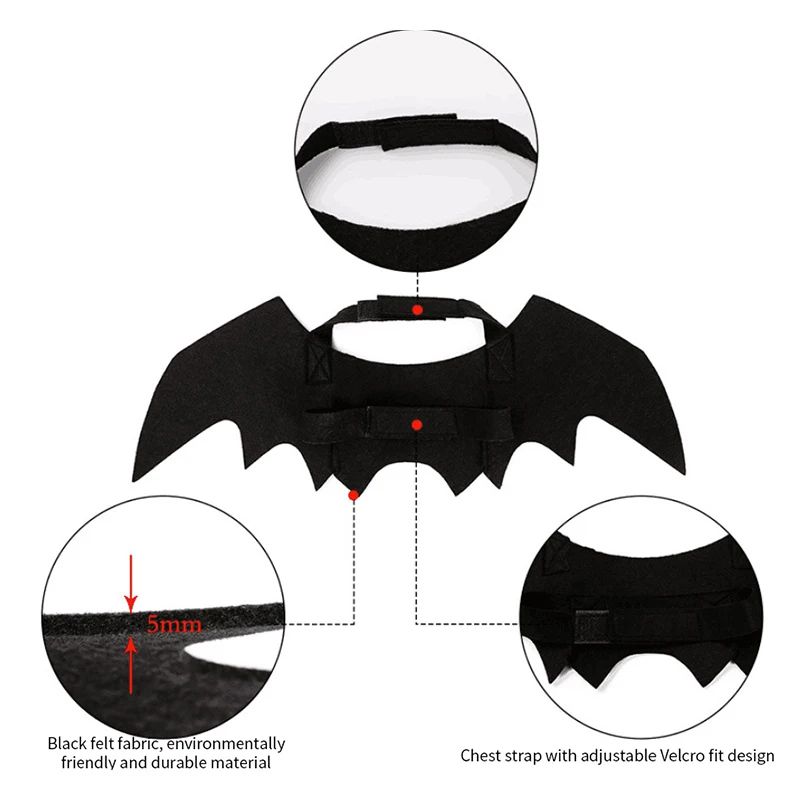 Halloween Cute Pet Dog Cat Clothes Black Bat Wings Harness Costume Cosplay Party Pets Decoration Supplies Cats Dogs Accessories