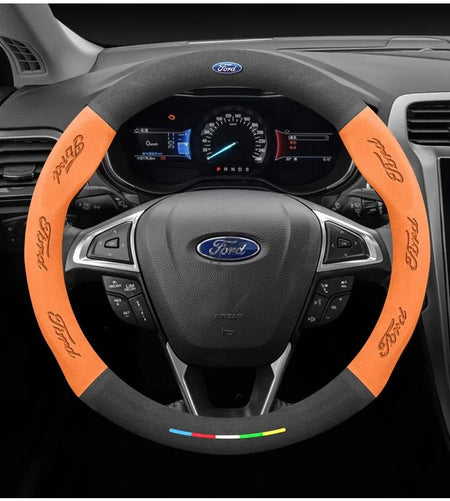 Car Suede Anti-slip Steering Wheel Cover For Ford Mondeo Focus Raptor Puma Edge Explorer Ecosport Ranger F150 Kuga Fiesta Fusion
