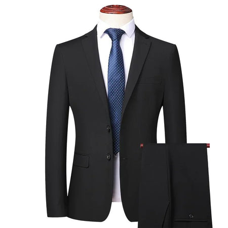 Suit 8XL (Blazer + Trousers) Men Korean Version of The Youth Elegant Fashion Simple Casual Gentleman Best Man Suit 2 Piece Suit