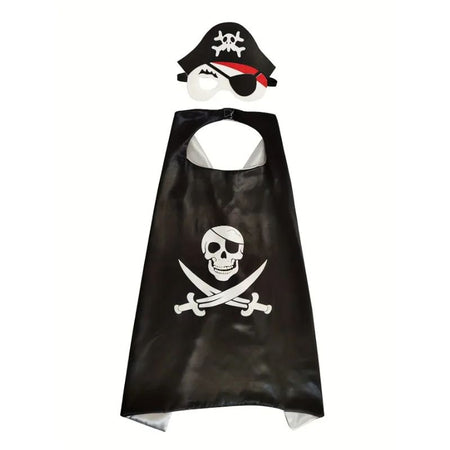3-12Y  Pirate Skull Cape Toddler Play House Dress Up Cape Printed Pattern Holiday Performance Fashion Suit Halloween Party Gift