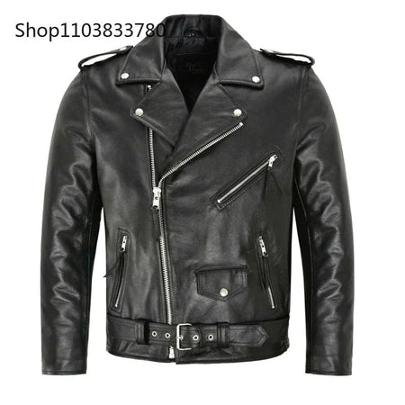 Men PU Leather Jacket Motorcycle Fashion Slim Fit Leather Coat Male Solid Turn-Down Collar Motorcycle Outwear Streetwear 4XL