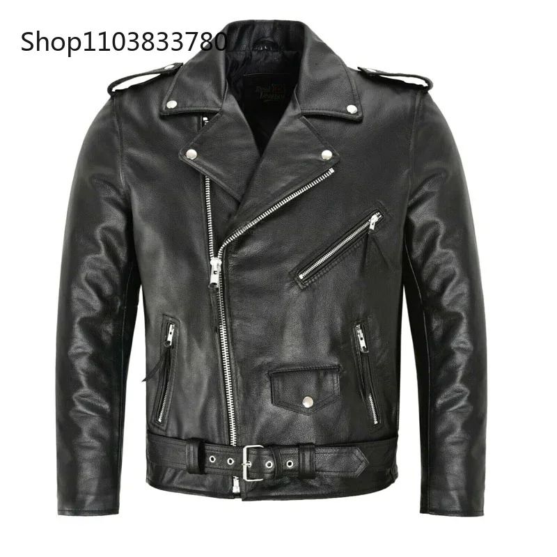 Men PU Leather Jacket Motorcycle Fashion Slim Fit Leather Coat Male Solid Turn-Down Collar Motorcycle Outwear Streetwear 4XL