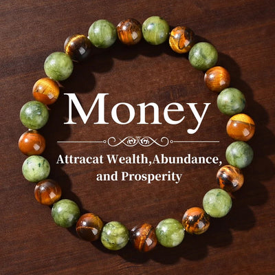 Natural Stone Symbolic Beaded Bracelet Women Men Anxiety Relief Protection Money Spiritual Inner Self-Love Jewelry