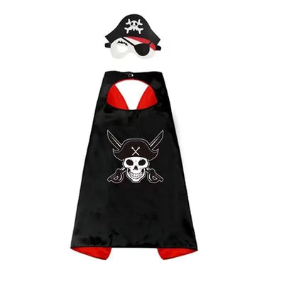 3-12Y  Pirate Skull Cape Toddler Play House Dress Up Cape Printed Pattern Holiday Performance Fashion Suit Halloween Party Gift