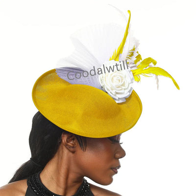 Navy Mesh Fascinator Wedding Women Hat Ladies Royal Ascot Headpiece For Festival Party Pillbox Cap Flower Headwear Church Event