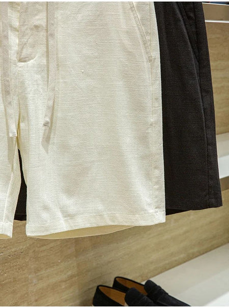 Ramie cotton blend comfortable and breathable summer drawstring casual linen shorts