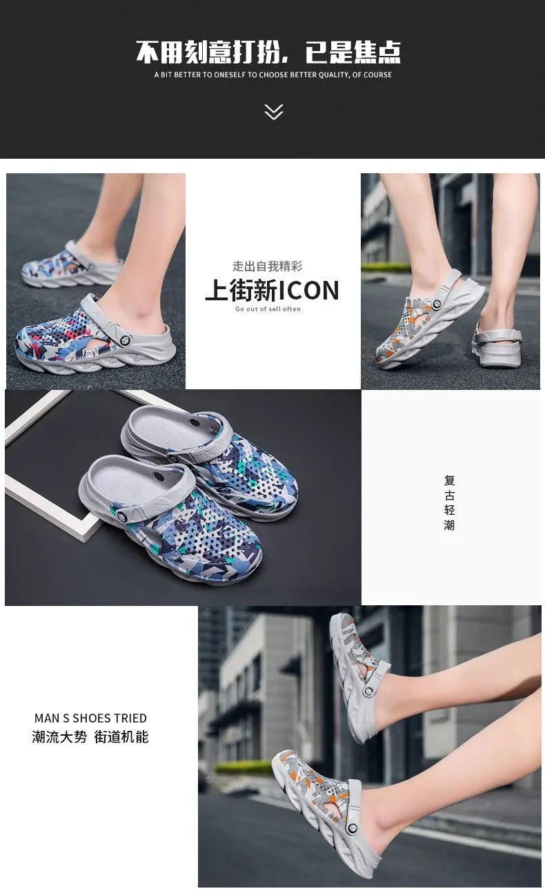 Flat Sandals Men Shoes EVA Slippers Garden Platform Sandals Man Summer Sandals New Male Sneakers Outdoor Home Clogs