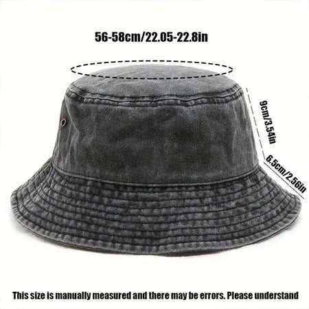 Panda Embroidery Washed Cotton Bucket Hat for Men Women Vintage Wide Brim Sun Protection Adjustable Outdoor Fishing Beach Cap
