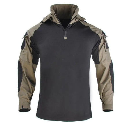 Men Outdoor Hooded Collar Shirt Tactics Hiking Combat T-Shirt Men Tactical Shirts Airsoft Paintball Camping Hunting Clothing