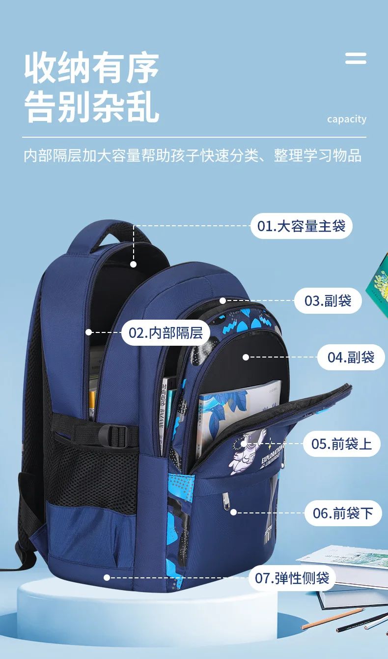 Popular Astronaut Elementary School Student Oxford Cloth Bag Large Capacity Children's Nylon Backpack Men