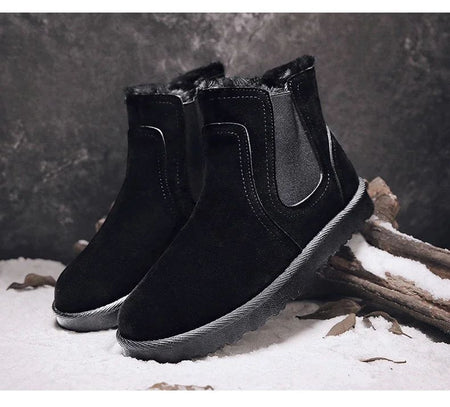 2025 New Men Boots Winter Warm Plush High Tops Leather Casual Shoes Outdoor Fashion Snow Boots