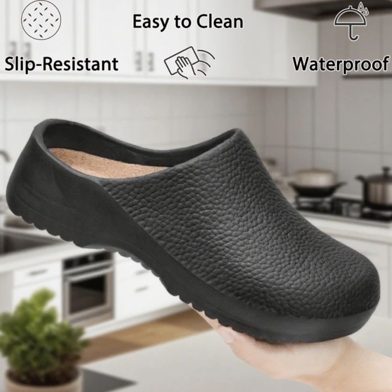 Kitchen Non-slip Oil-resistant Chef‘s Shoes Men's Waterproof Casual Flat Shoes Women's Slippers Couple Plus Size EVA Shoes