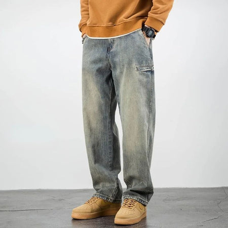Men's Jeans Retro Cargo Trousers Straight Man Cowboy Pants Punk Washed Luxury Designer 2025 Trend Y2k Vintage Korean Style Baggy