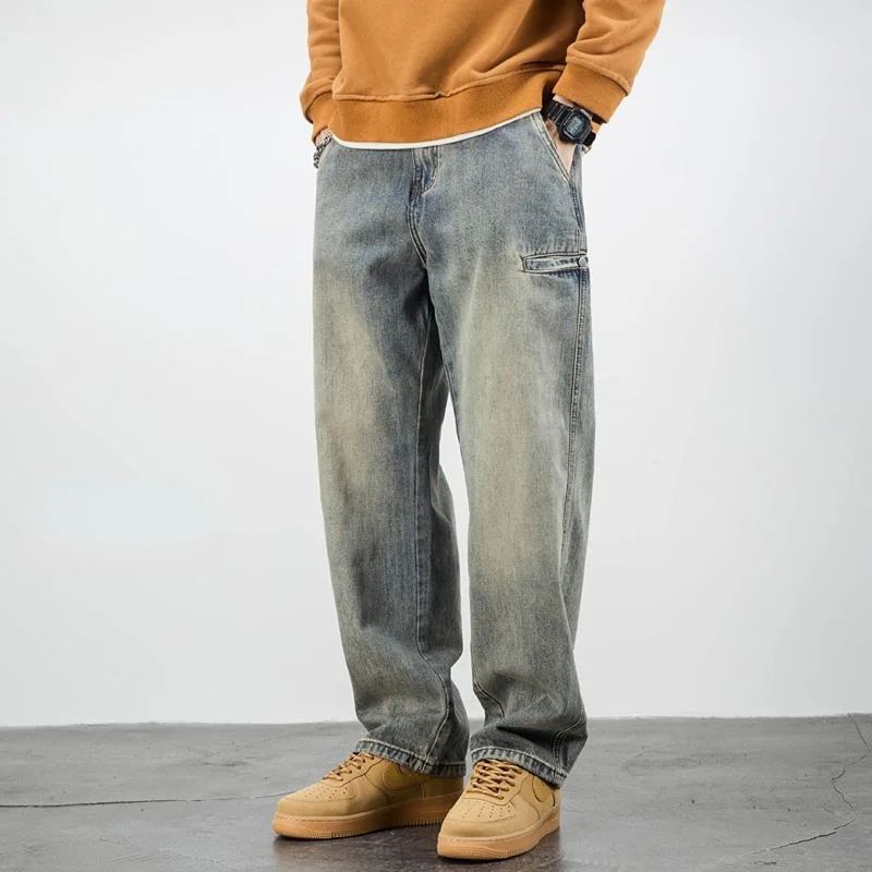 Men's Jeans Retro Cargo Trousers Straight Man Cowboy Pants Punk Washed Luxury Designer 2025 Trend Y2k Vintage Korean Style Baggy