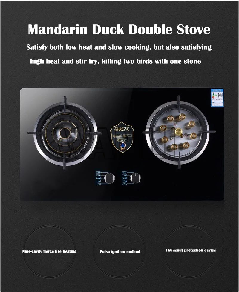 Home Electric Household Embedded Desktop Energy-Saving Induction Cooker Natural Gas Liquefied Gas Stove Double Stove Eye Tempere