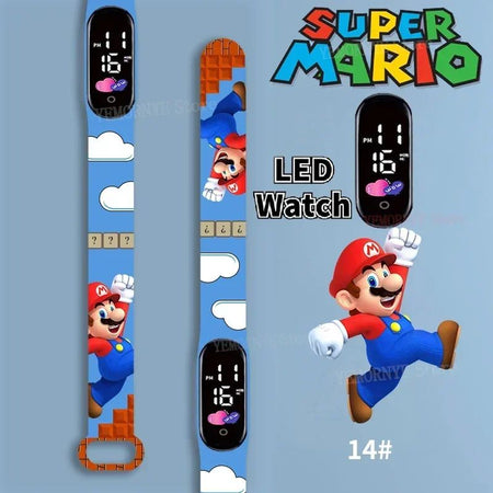 Mario Bros Children's Watches Action Figures Luigi Princess Peach Yoshi Bowser kids Sport Wristband Waterproof Digital Watch Toy