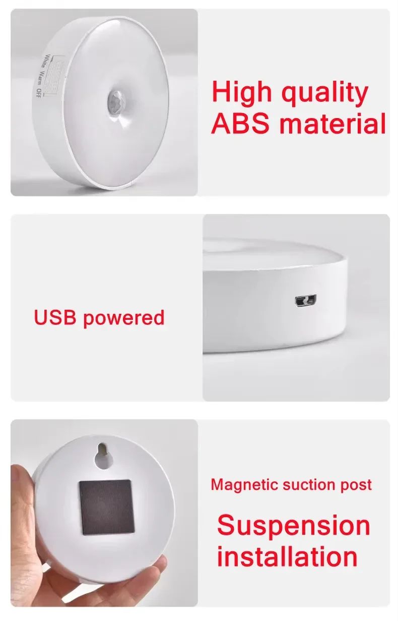 USB Charging Smart Sensor Lamp LED Human Body Induction Night Light Bedside Bedroom Home Corridor Lighting 8 LEDs Mini Wall Lamp