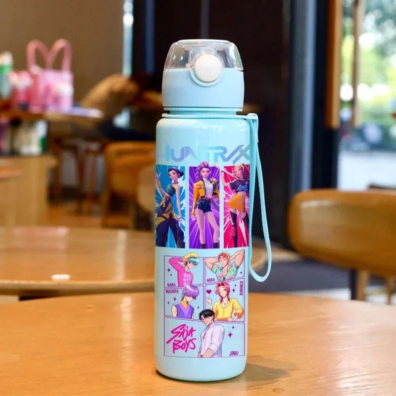 Kpop Demon Hunter Water Bottle with Straw 700ml Kids Summer Anime Cup Girls Boys Outdoor Sport Mug School Office Accessory Gift