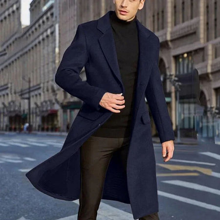 Autumn and Winter Casual Men's Clothing, British Style Woolen Overcoat, New Korean Style Solid Color Long Windbreaker S-XXXL