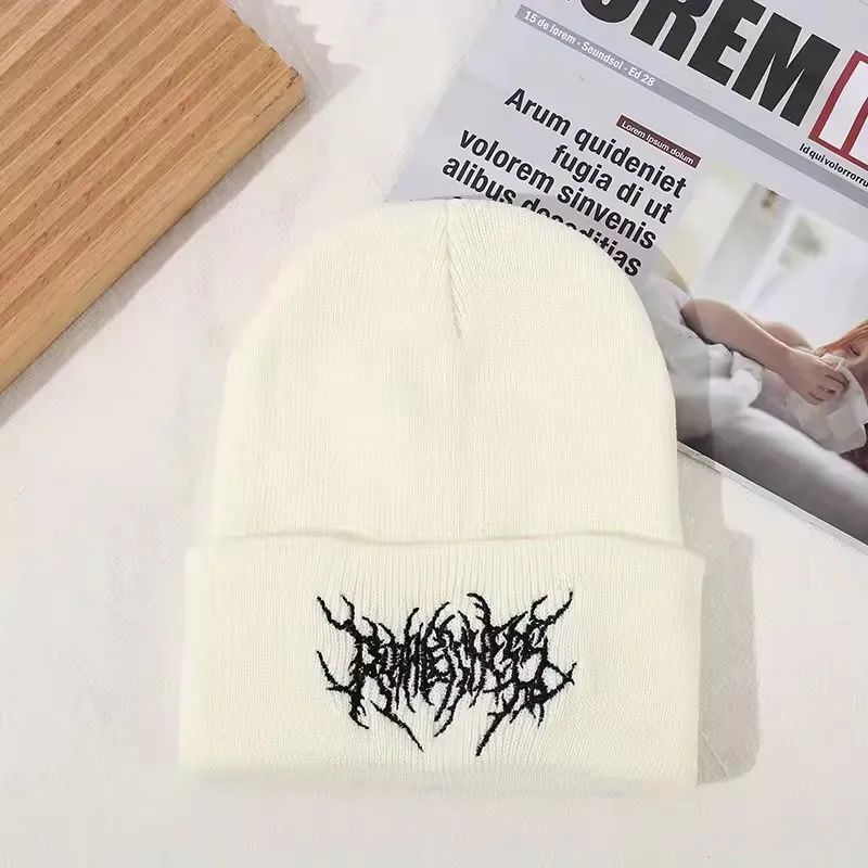 Warm Women Men Winter Beanies Hats Gothic Street Punk Knitted Bonnet Caps 100% Cotton Fashion Keep Warm Skullies Beanies Hats