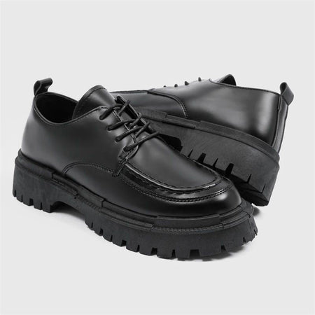 Fashion Thick Sole Leather Men Casual Shoes Classic Formal Business Men Dress Shoes Breathable Lace-Up Handmade Shoes Moccasins