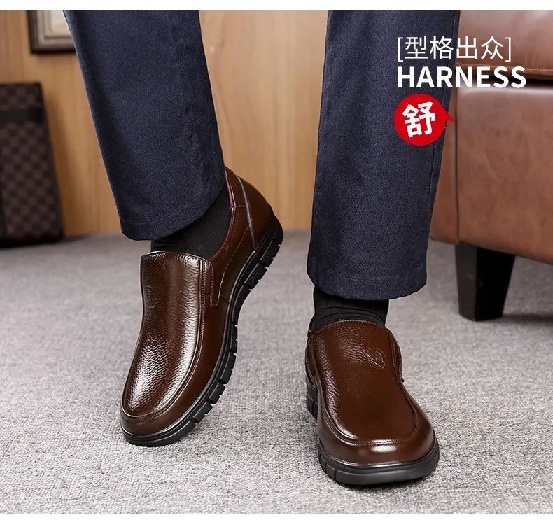Men Genuine Leather Businenss Loafers Handmade Shoes Non-slip Man Flat Driving Walking Man Soft Luxury Dad Dress Office Shoes