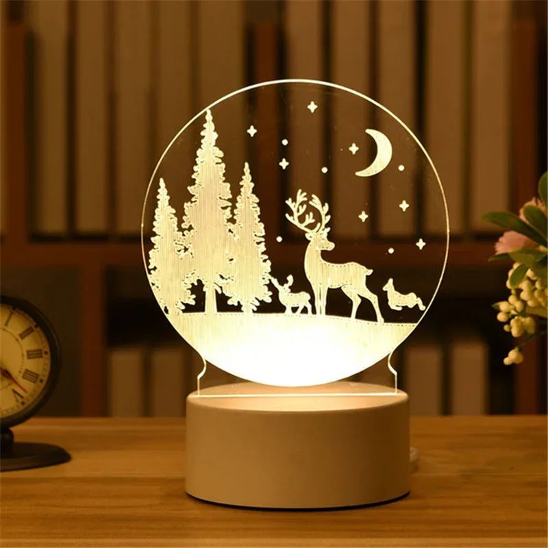 USB Operated 3D Acrylic LED Night Light Festival Birthday Kids Gifts Bedroom Bedside Decor Night Lamp Home Novelty Lighting