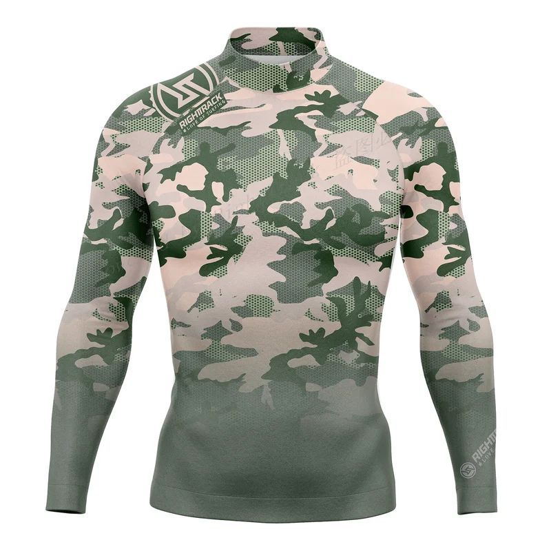HotSale Men's Surfing Shirt Camouflage Lycra Rashguard RIGHTTRACK For Surf Sportswear Beach UV Swimwear UPF50  Clothes