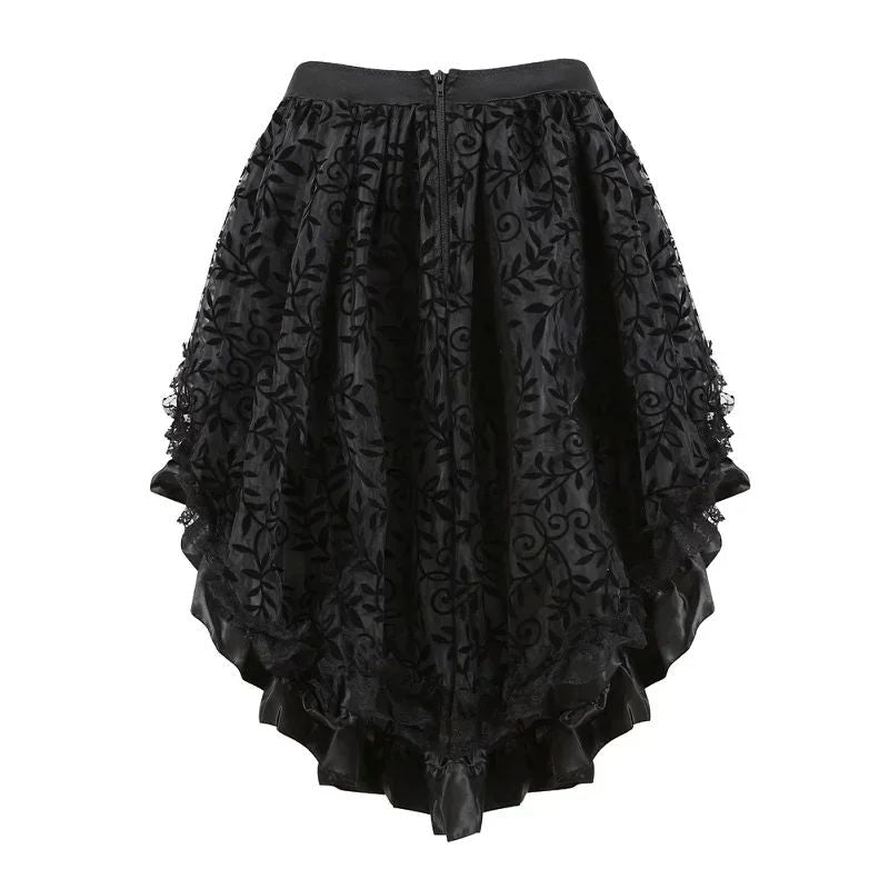 Steampunk Women Lace Floral Skirt Asymmetrica Renaissance Victorian Pirate Medieval Sexy Gothic Corset Skirts Matching