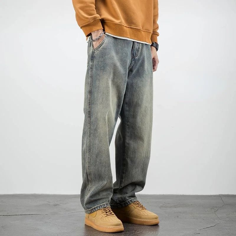 Men's Jeans Retro Cargo Trousers Straight Man Cowboy Pants Punk Washed Luxury Designer 2025 Trend Y2k Vintage Korean Style Baggy