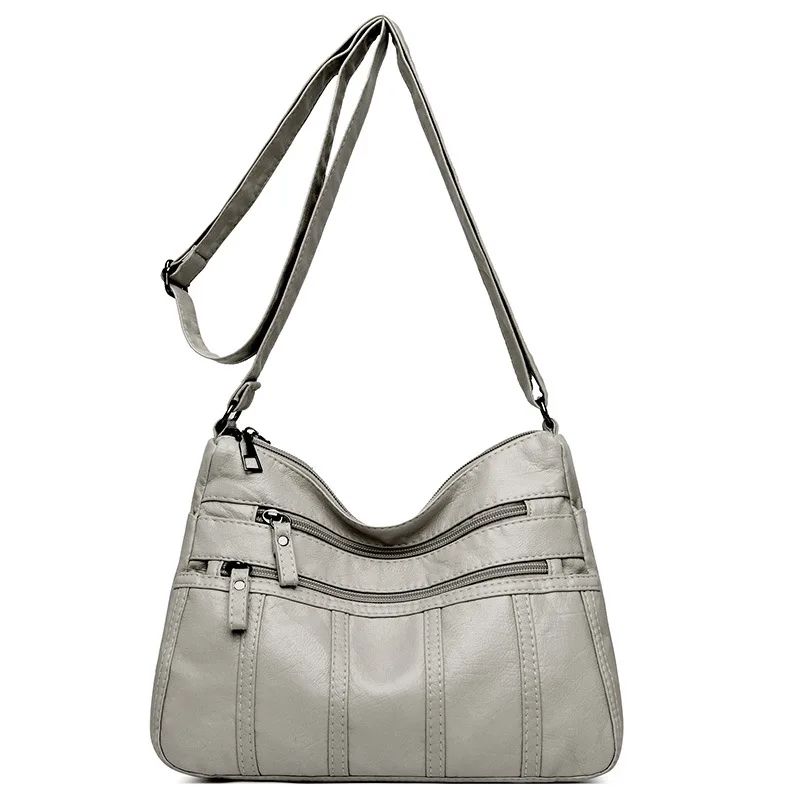 Fashion Soft Leather Crossbody Bags for Women 2025 Casual Female Multi Pocket Messenger Bags Retro Handbags Ladies Shoulder Bags