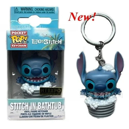 New 22 Styles Funko Pocket pop Keychains Mickey Mouse Minnie Donald Duck Stitch Angel Elvis TIKI Lilo Scrump Vinyl Figure Toys