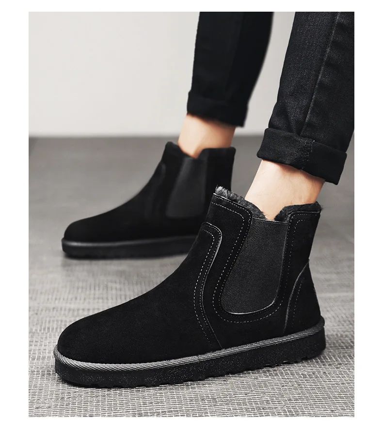 2025 New Men Boots Winter Warm Plush High Tops Leather Casual Shoes Outdoor Fashion Snow Boots