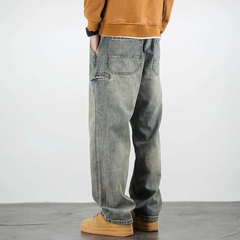 Men's Jeans Retro Cargo Trousers Straight Man Cowboy Pants Punk Washed Luxury Designer 2025 Trend Y2k Vintage Korean Style Baggy