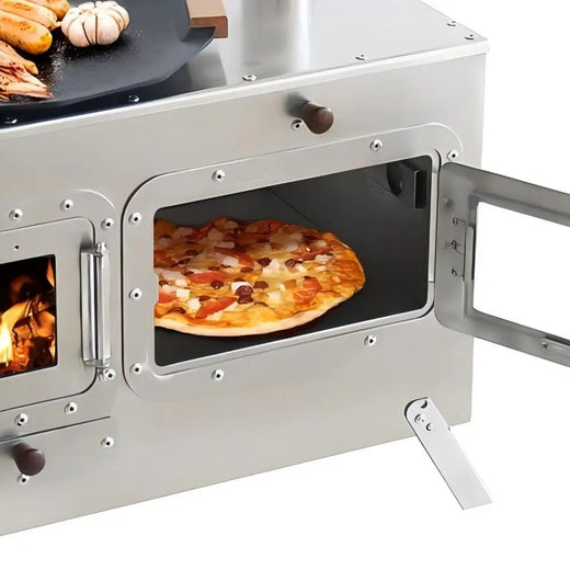 Multi-functional Camping Firewood Stove Portable Outdoor Burner with oven Stove Tent Hiking Picnic BBQ Roasting Heating Pizza