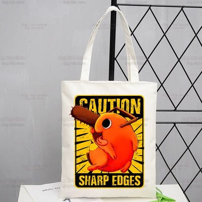 Chainsawman Kawaii Pochita Denji Shopping Bag Bolsas De Tela Shopper Chainsaw Man Anime Shopping Jute Bag Cotton Bag Jute Sacola