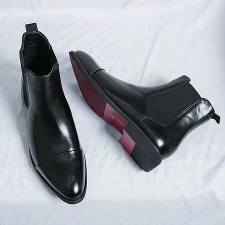 Chelsea Men's Boots with Red Sole, Ankle, Business Round Toe Slip on Sleeve Aura, Men's Boots Size 38-46 Men's Shoes Men's Boots