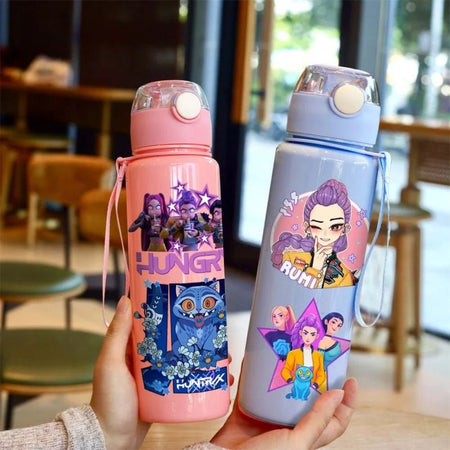 Kpop Demon Hunter Water Bottle with Straw 700ml Kids Summer Anime Cup Girls Boys Outdoor Sport Mug School Office Accessory Gift