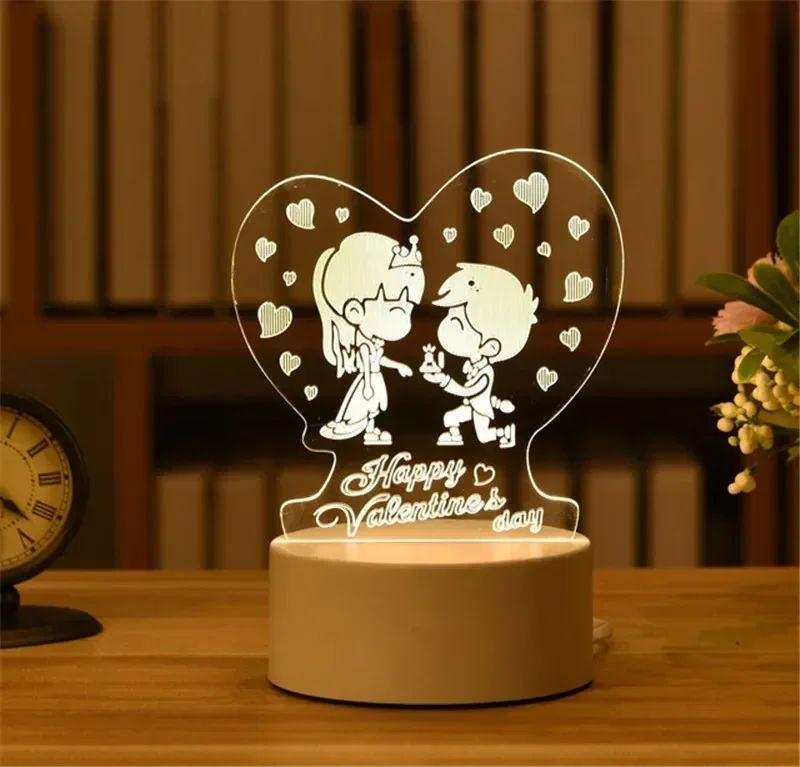 USB Operated 3D Acrylic LED Night Light Festival Birthday Kids Gifts Bedroom Bedside Decor Night Lamp Home Novelty Lighting